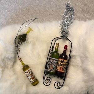 Wine Themed Ornaments Set of 2